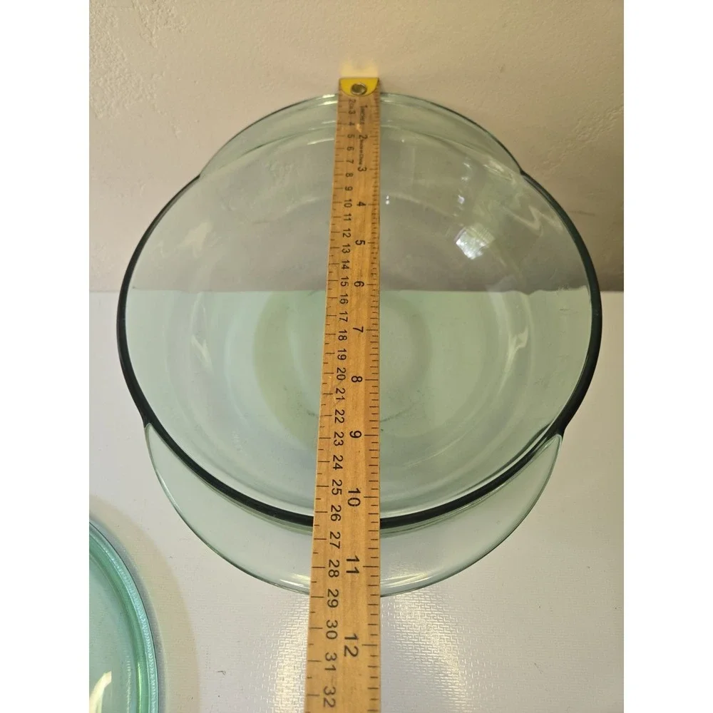 Vintage Anchor Hocking Green Glass 2 Qt Round Casserole Dish 9.5 With Lid